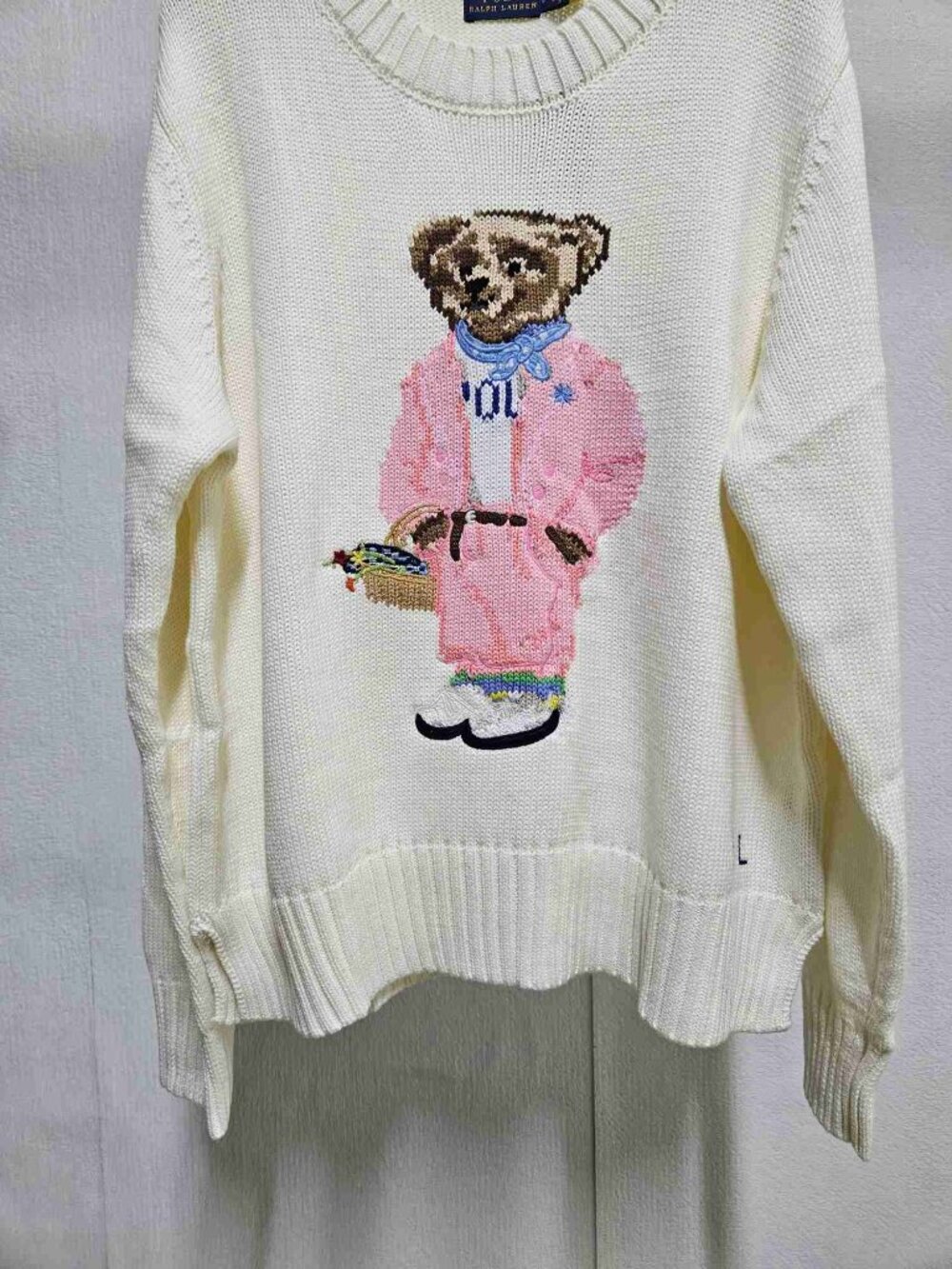 Ralph Lauren Polo‑Bear Off‑White Crewneck Cotton Sweater Unisex - Picture 5 of 5